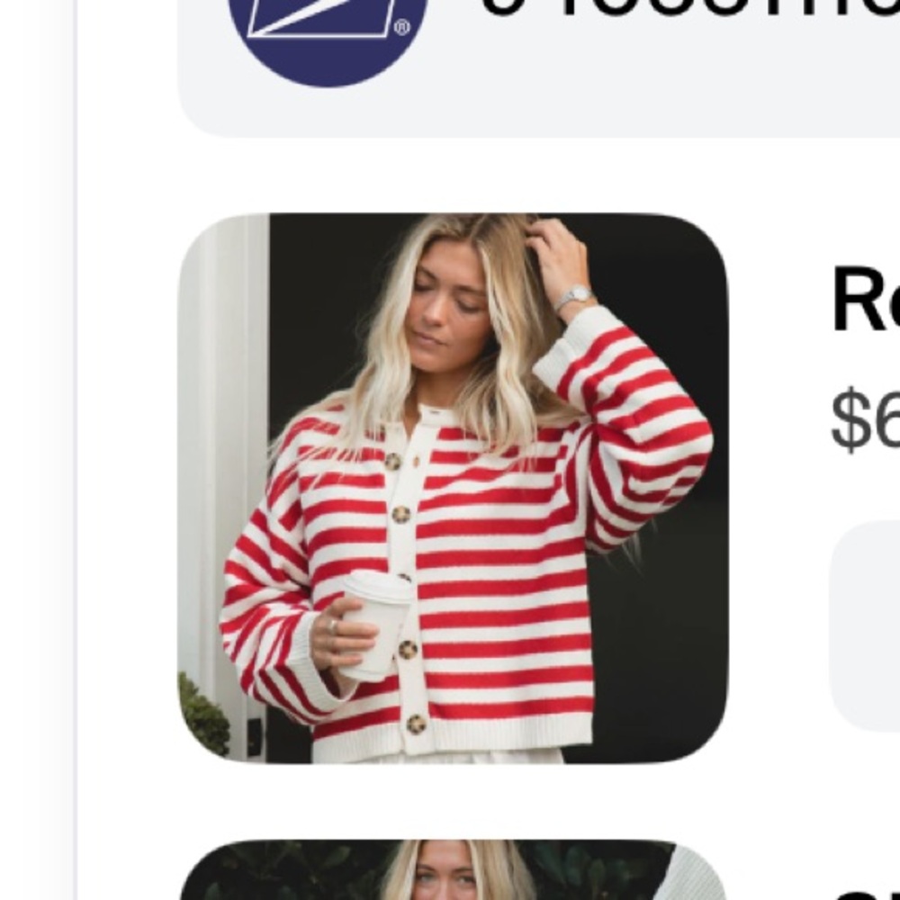Red and White Striped Cardigan